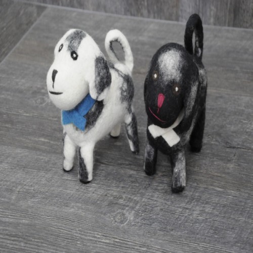 Black and White Felt Dog