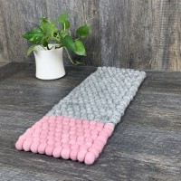 Gray Pink Ball Table Runner