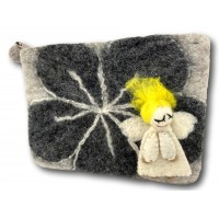 White Angel Felt Coin Purse